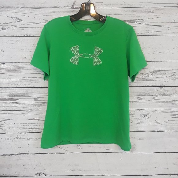 NEW Under Armour Heat Gear Green Logo Athletic Top - Picture 1 of 5